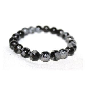 Snowflake Obsidian Beaded Bracelet